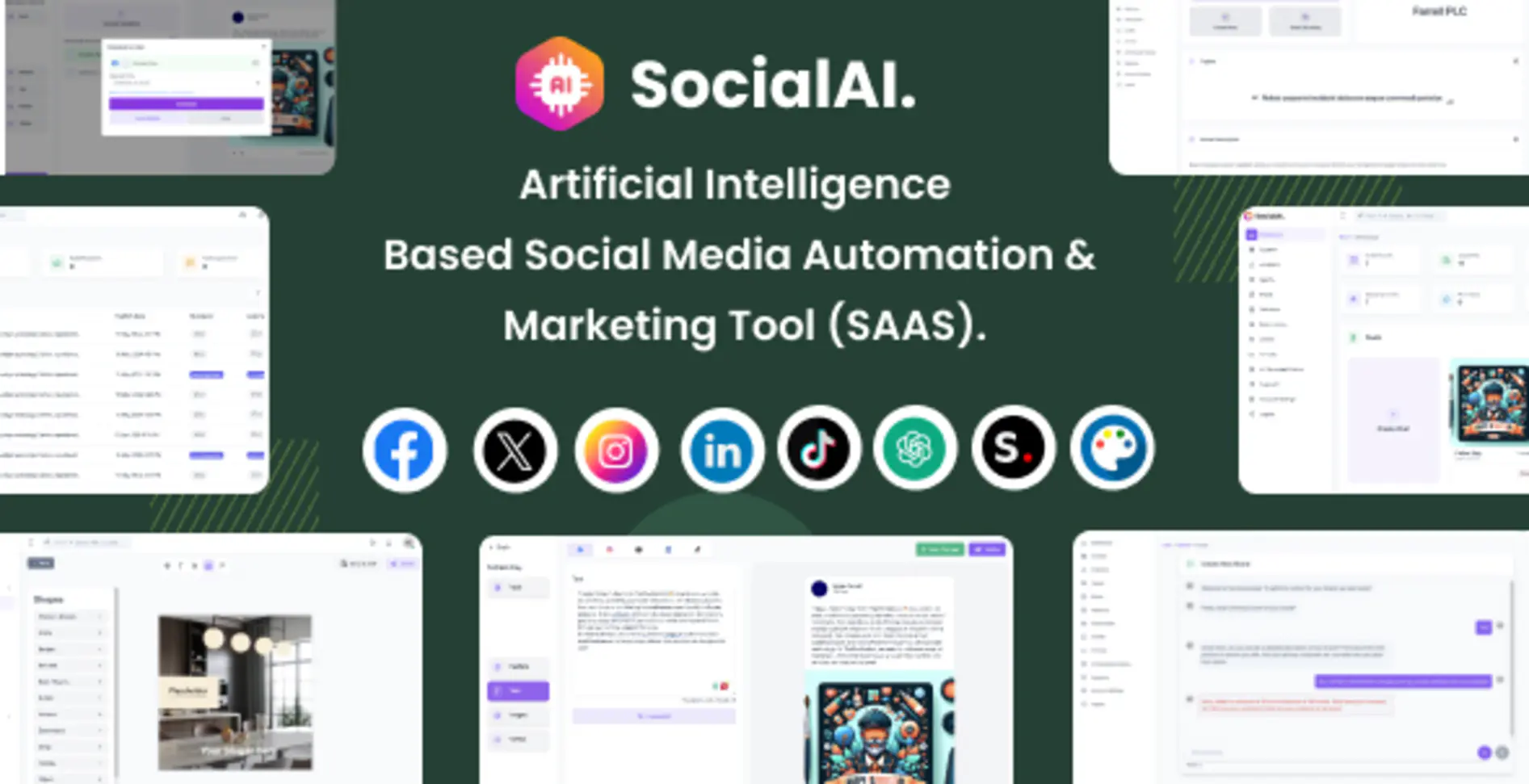 SocialAI - Artificial Intelligence AI Based Social Media Automation & Marketing Tool (SAAS)